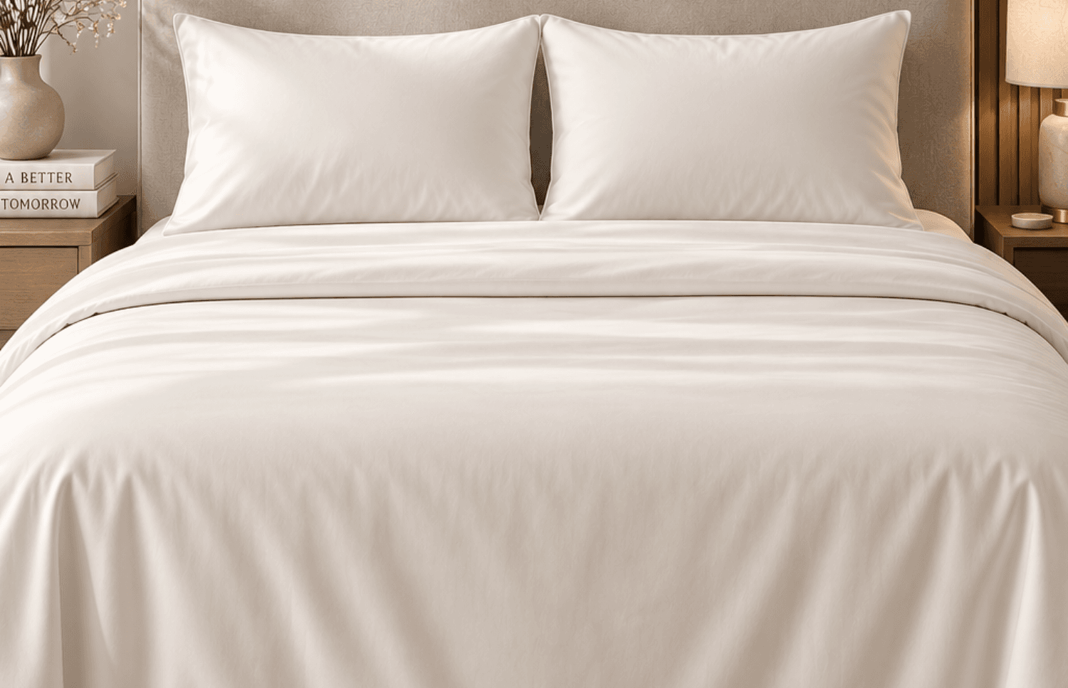 A bedroom styled with a Khan Bedsheets set in warm daylight
